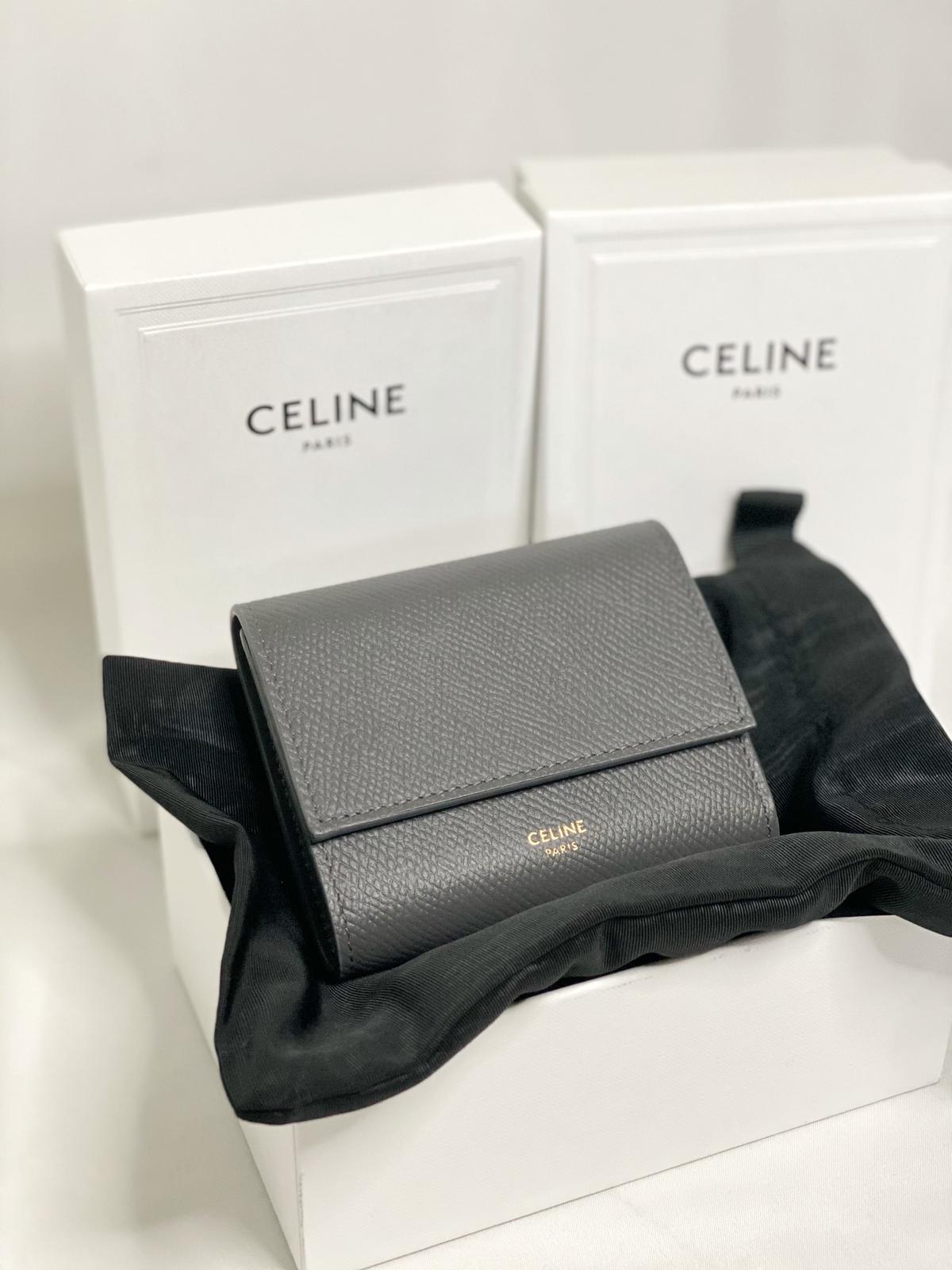 Celine Trifold Wallet in Grained Calfskin