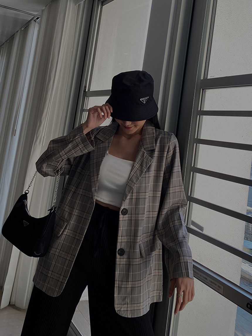 格紋薄西裝外套*2色
