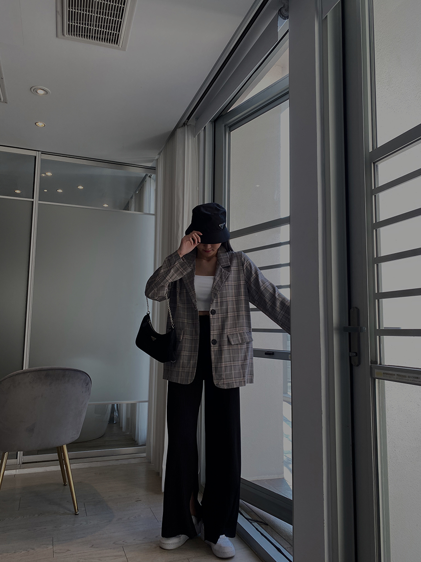 格紋薄西裝外套*2色