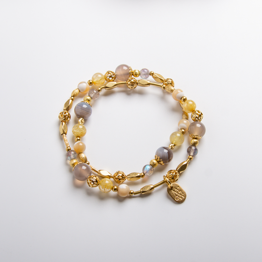 捕夢網 // C1343波斯瑪瑙鈦晶雙圈手鍊