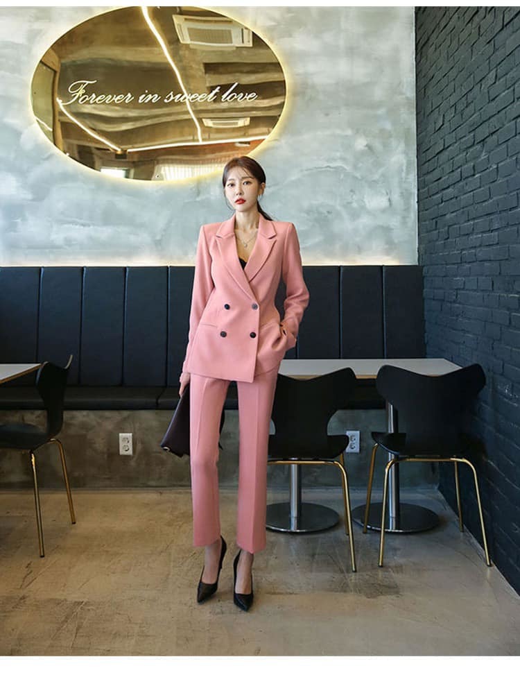 質感西裝套裝 (粉/ 黑/ 白/ 杏)