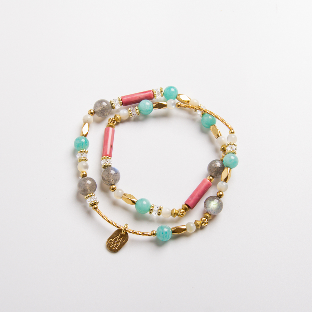 知更鳥之蛋 // C1353玫瑰石天河石雙圈手鍊