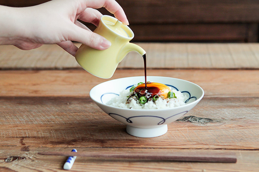 白山陶器-G型醬油瓶/大/藍色