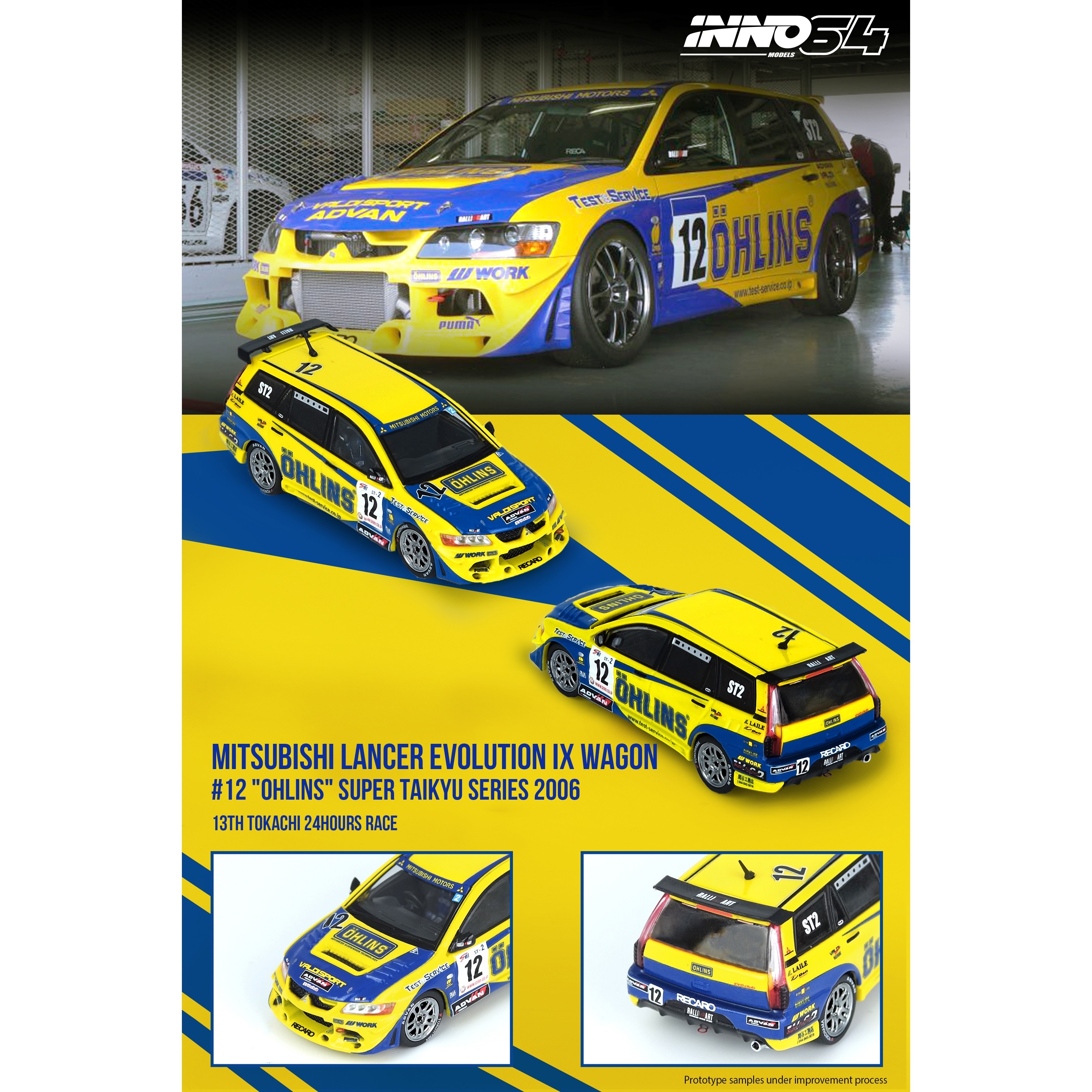 INNO64 1/64 MITSUBISHI LANCER EVOLUTION IX Wagon #12 (OHLINS) Super Taikyu Series 2006 13th TOKACHI 24hours Race