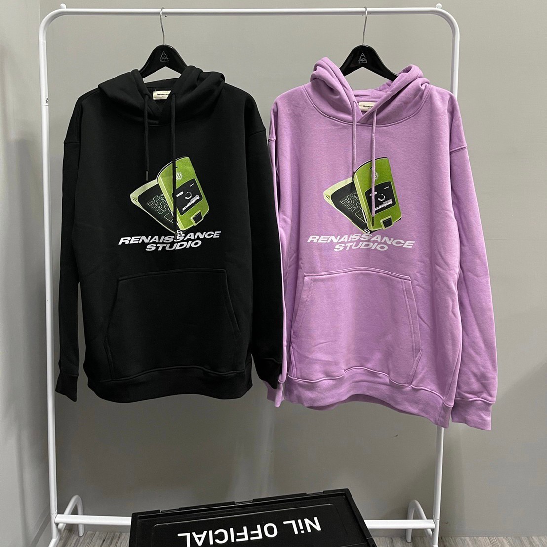 RENAISSANCE® 手機圖像 帽T 黑/粉紫 “Phone Call hoodie”
