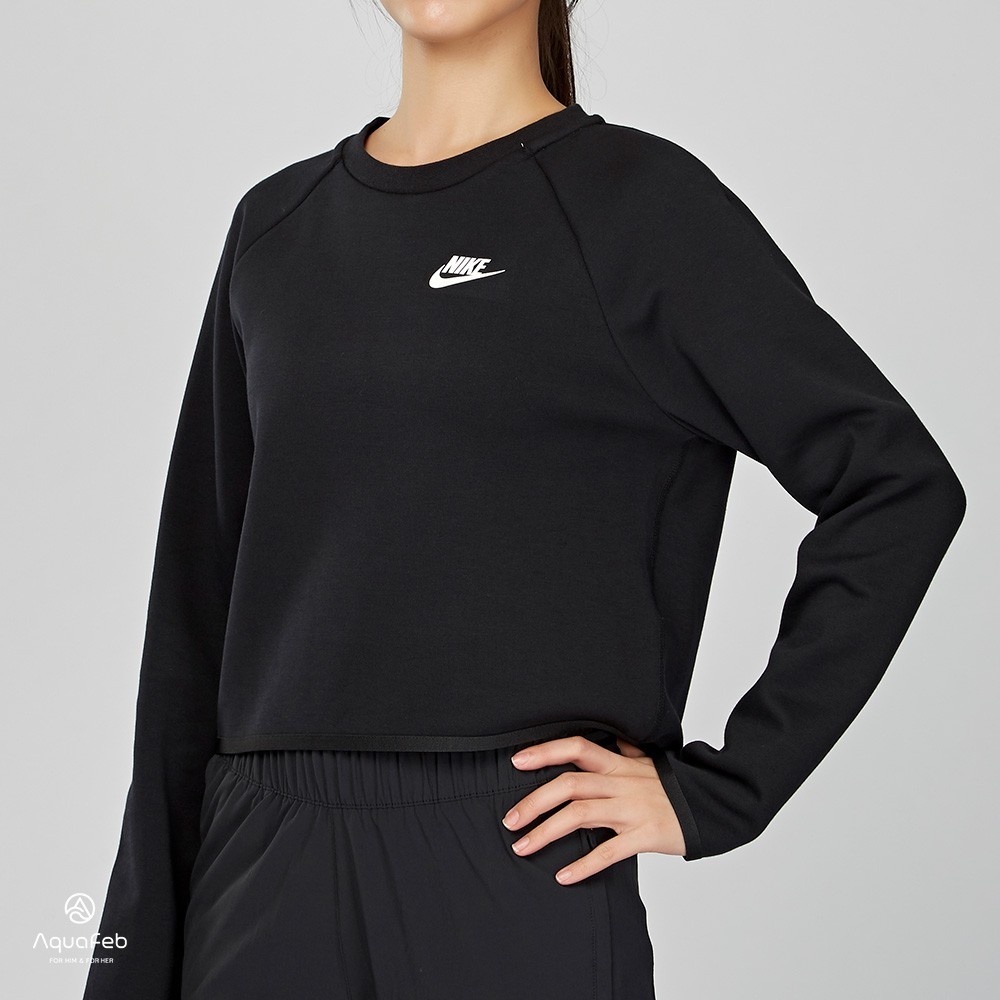 #現貨 Nike Tech Fleece Crew 女子 黑色 運動 休閒 長袖 短版上衣 BV3452-010