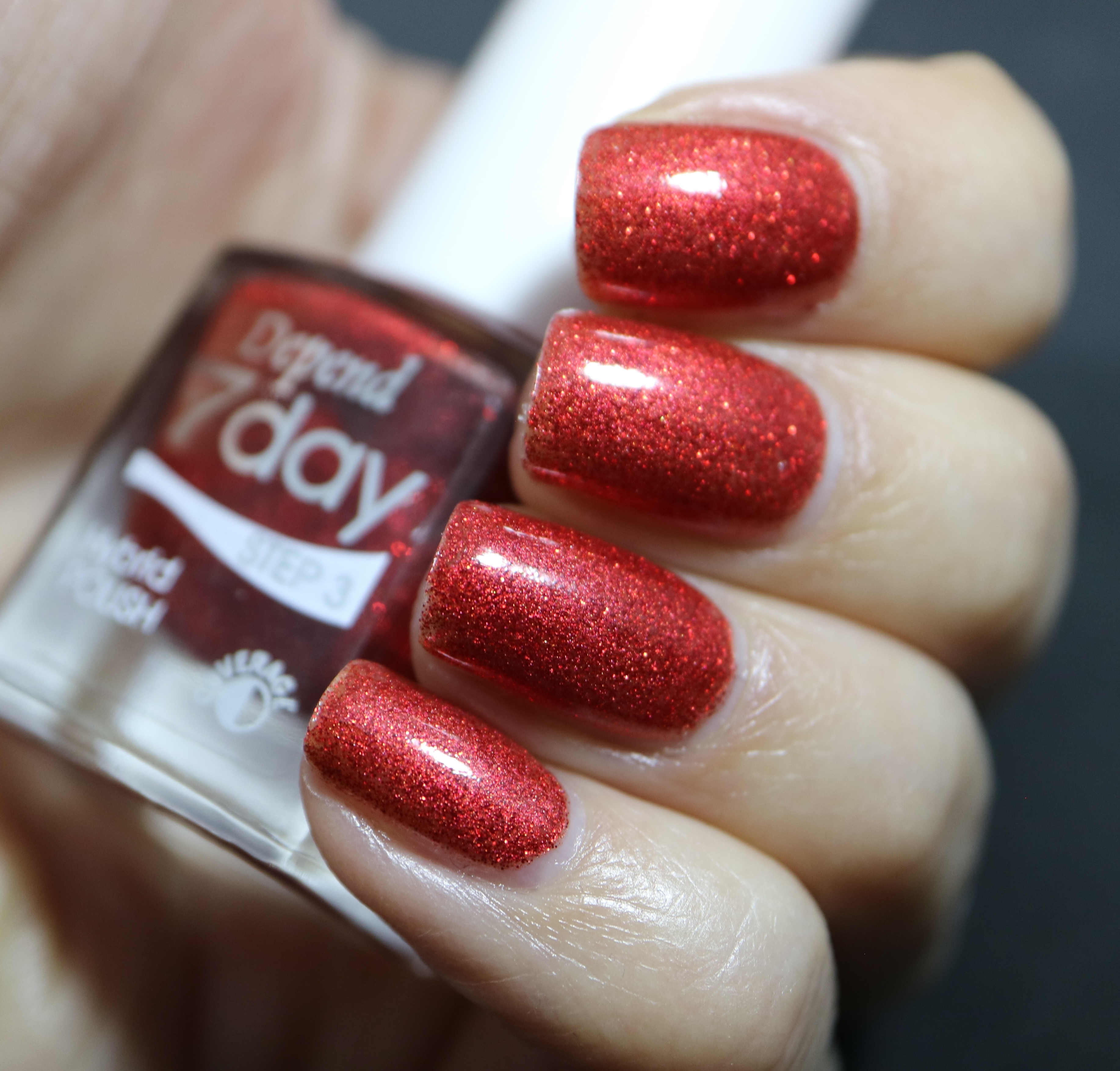 7day 仿GEL甲快乾甲油 70019 亮紅底色配紅色閃粉 (半透明)