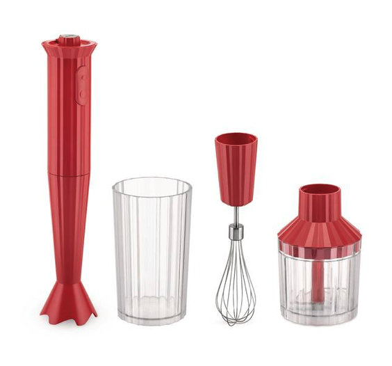 ALESSI PLISSE, HAND BLENDER MIXER SET RED