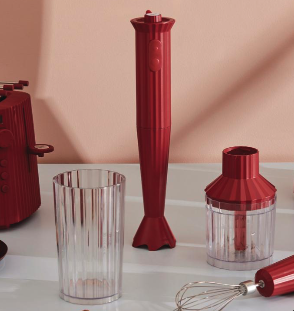 ALESSI PLISSE, HAND BLENDER MIXER SET RED