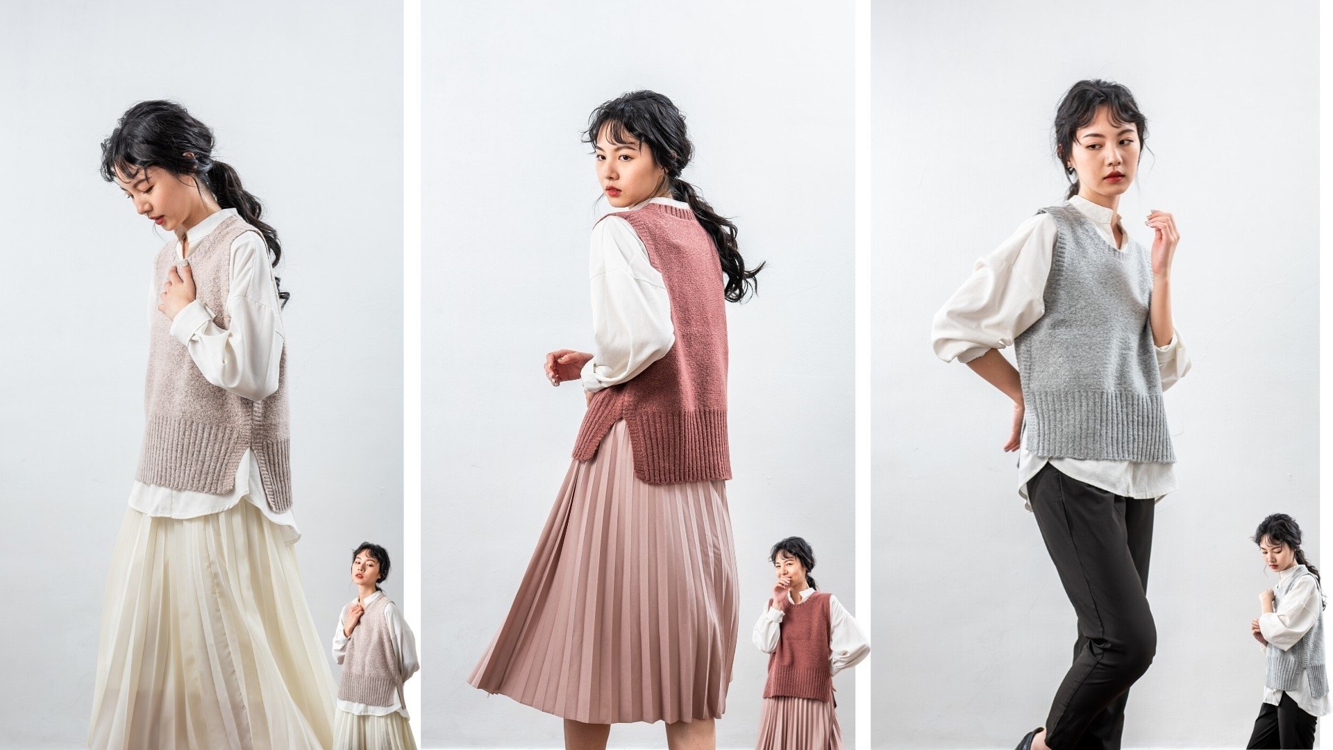 粉色短版針織背心