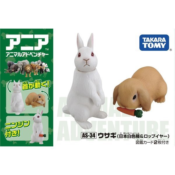Takara Tomy Ania動物系列模型AS-34兔子（帶胡蘿蔔）