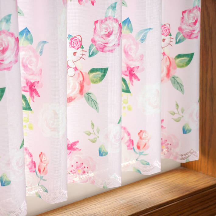 Sanrio Hello Kitty 咖啡廳窗簾 120 x 45 cm 粉紅玫瑰花園 #CM21C-93548