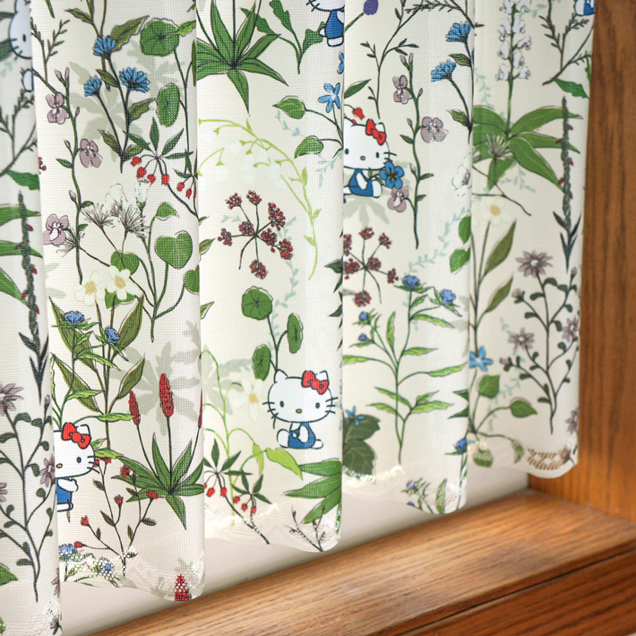 Sanrio Hello Kitty 咖啡廳窗簾 120 x 45 cm 大自然之花 #CM21C-93547