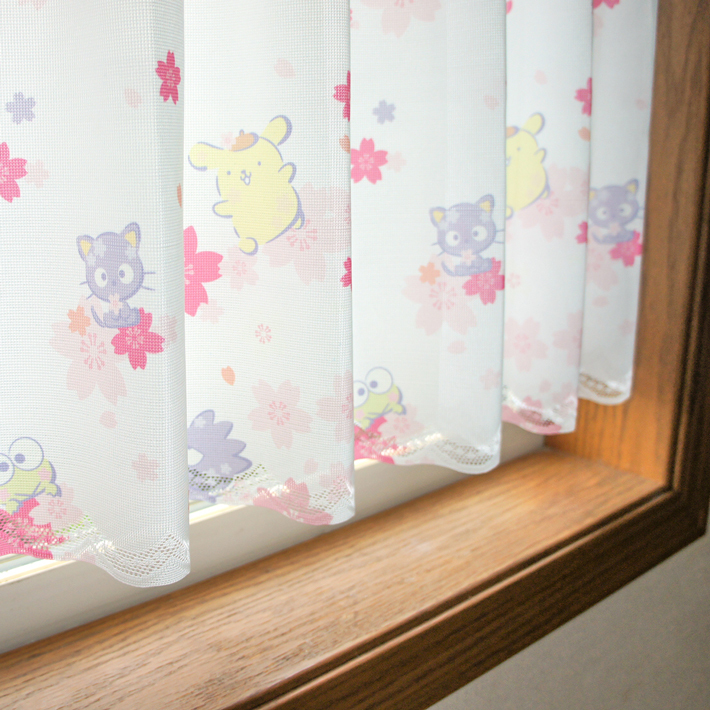 Sanrio 咖啡廳窗簾 120 x 45 cm 公仔大集合櫻花 #CM21C-93567