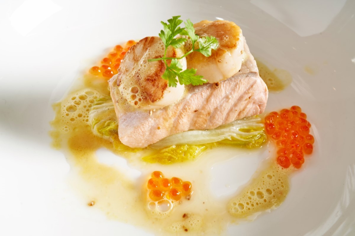 水波鮭魚奶油白菜襯魚子