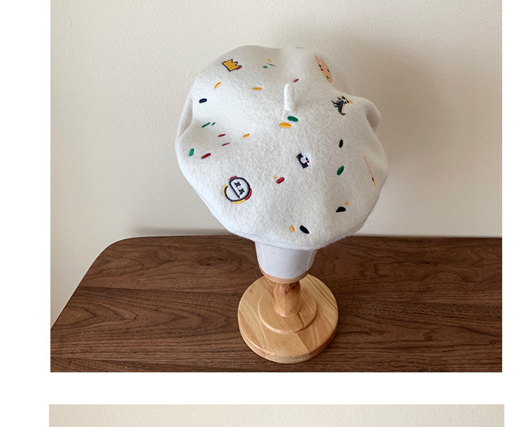 童趣刺繡 羊毛貝雷帽