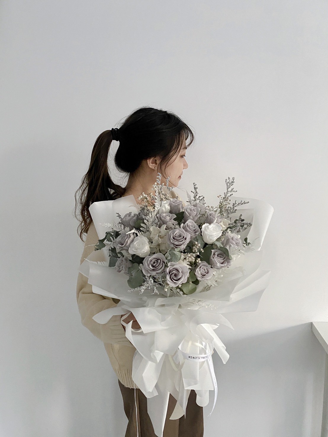 白色情人節花束