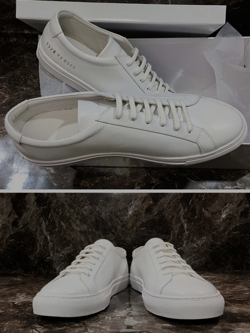 扁頭細長型真皮小白鞋#情侶鞋