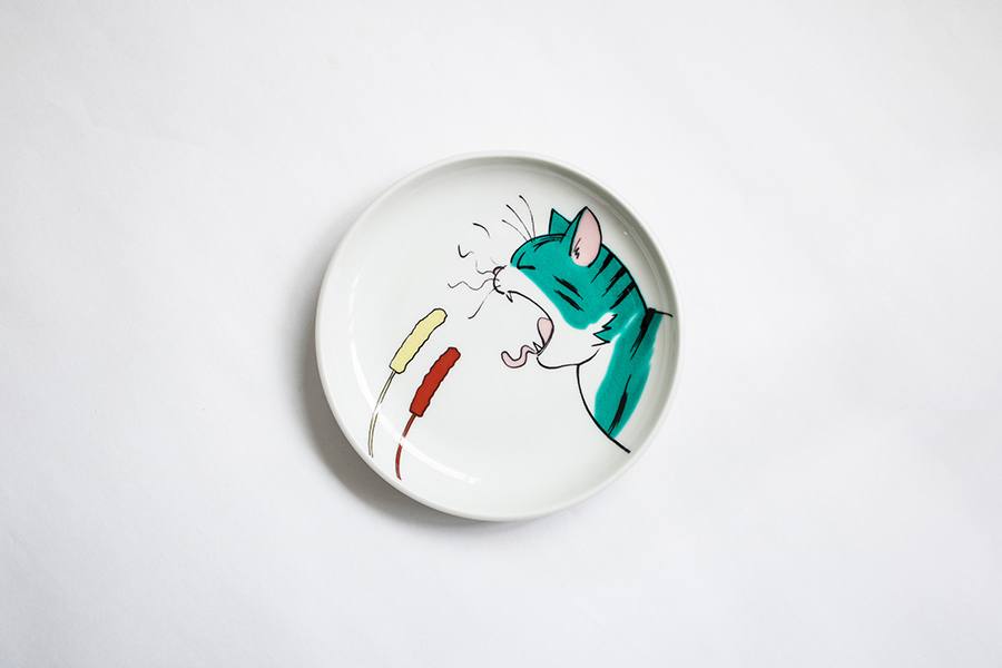 九谷燒-neko jealousy 盤/玳瑁貓/S