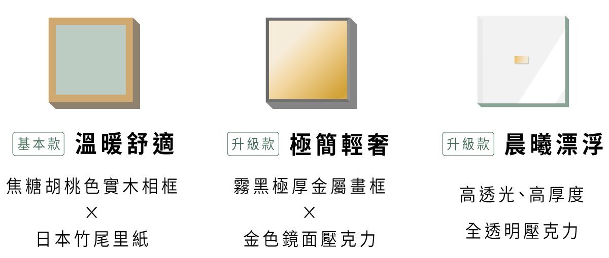 溫暖舒適實木框 極簡輕奢金屬框 晨曦漂浮壓克力框