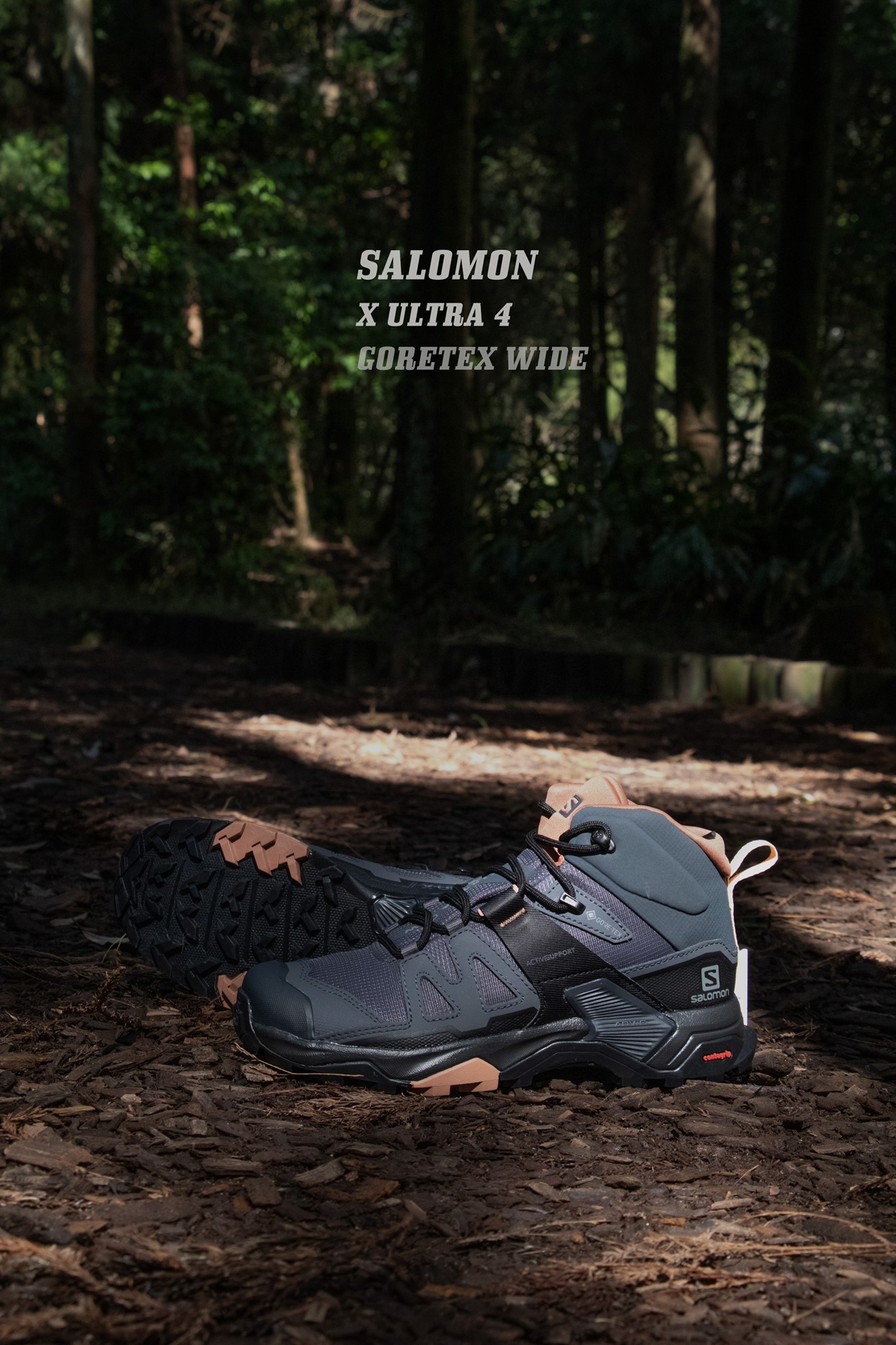 SALOMON X ULTRA 4 GTX MID WIDE 女寬楦中筒登山鞋深礦灰/黑/藍