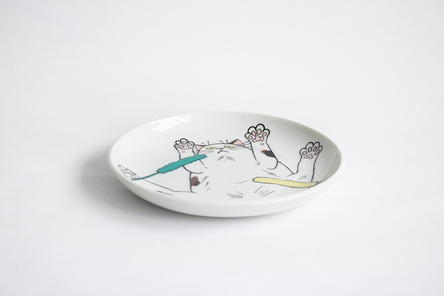 九谷燒-neko jealousy 盤/三花貓/S