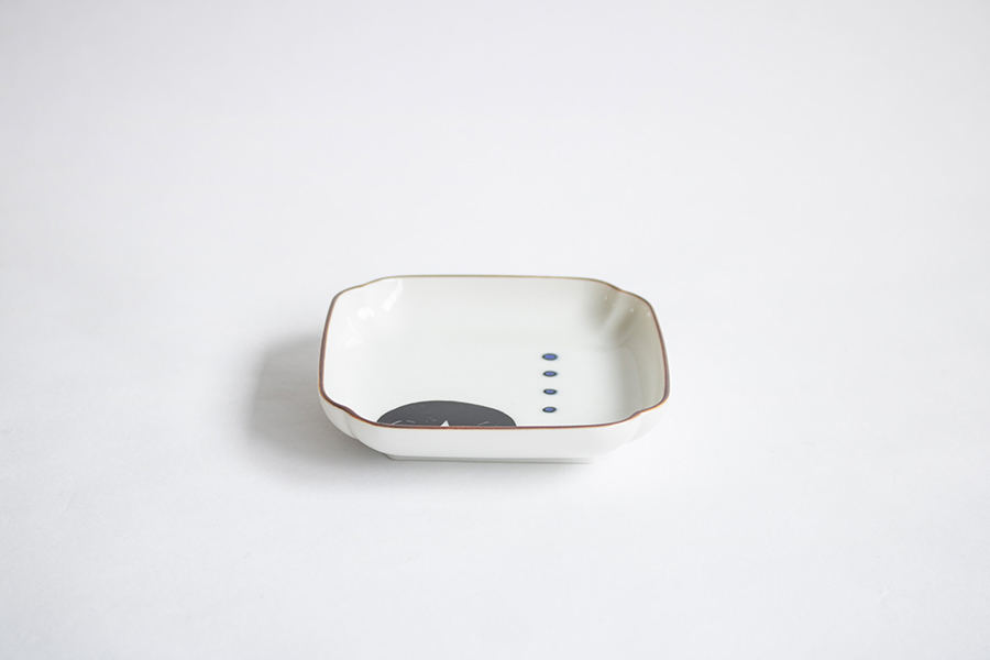 九谷燒-neko jealousy 角小皿/賓士貓