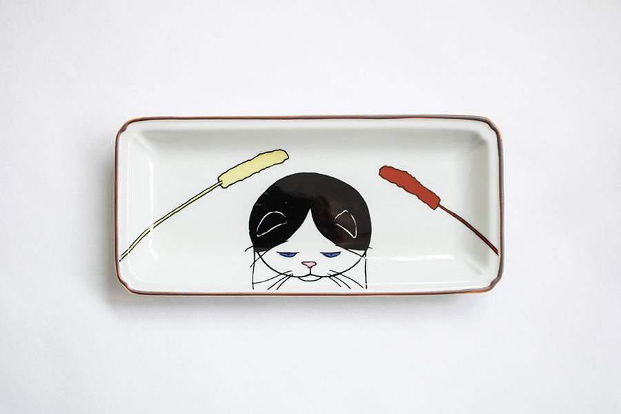 九谷燒-neko jealousy 長皿/賓士貓