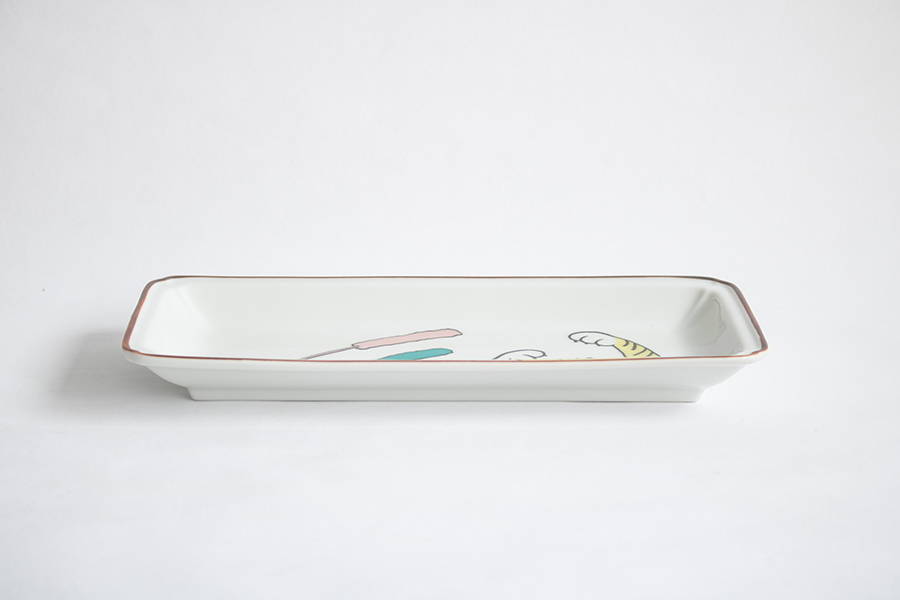 九谷燒-neko jealousy 長皿/虎斑貓