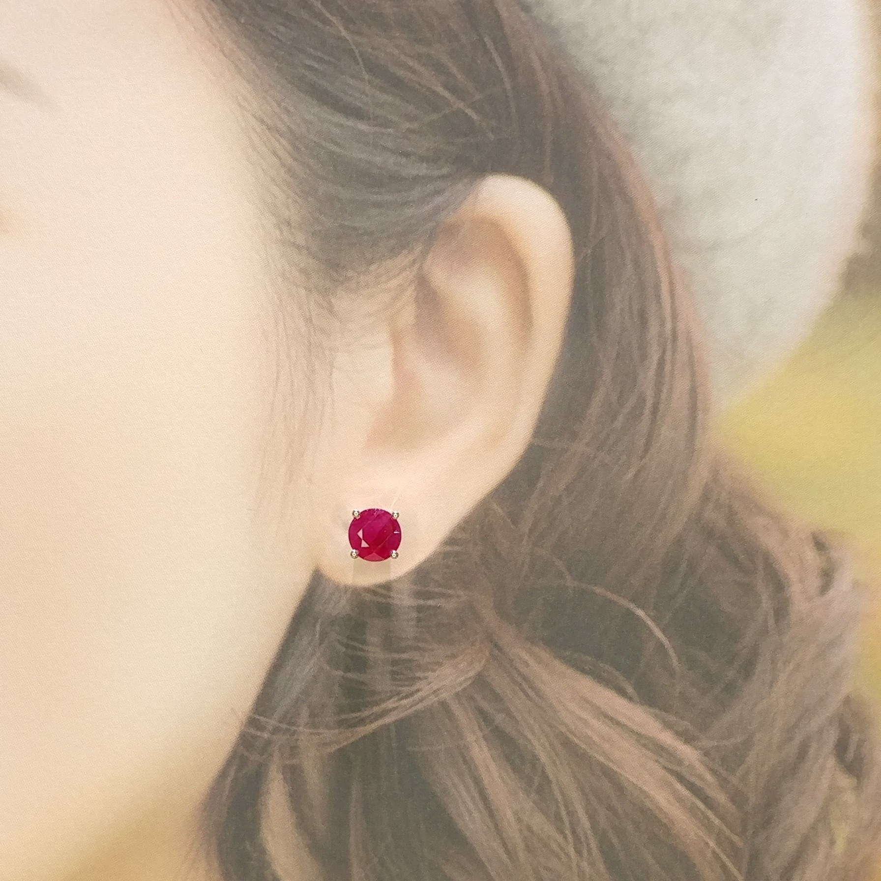 18K Rose Gold 4.63ct Ruby Earrings