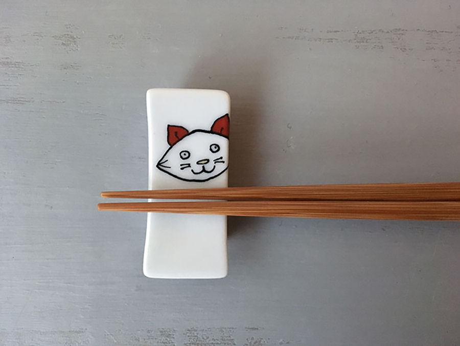 九谷燒-筷架/子貓