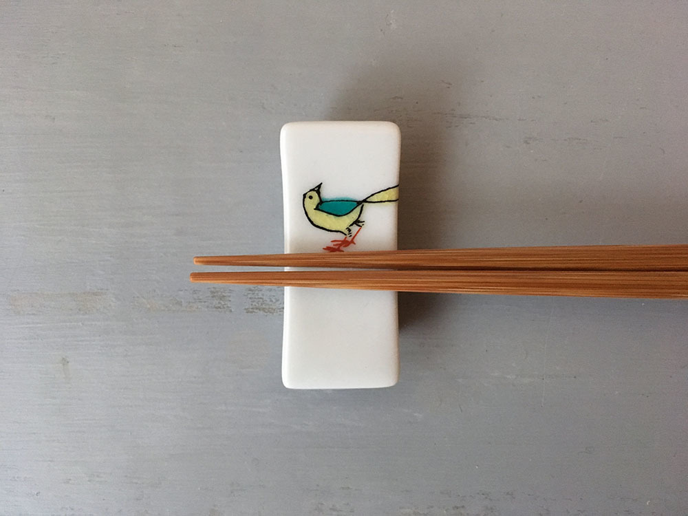 九谷燒-筷架/小鳥