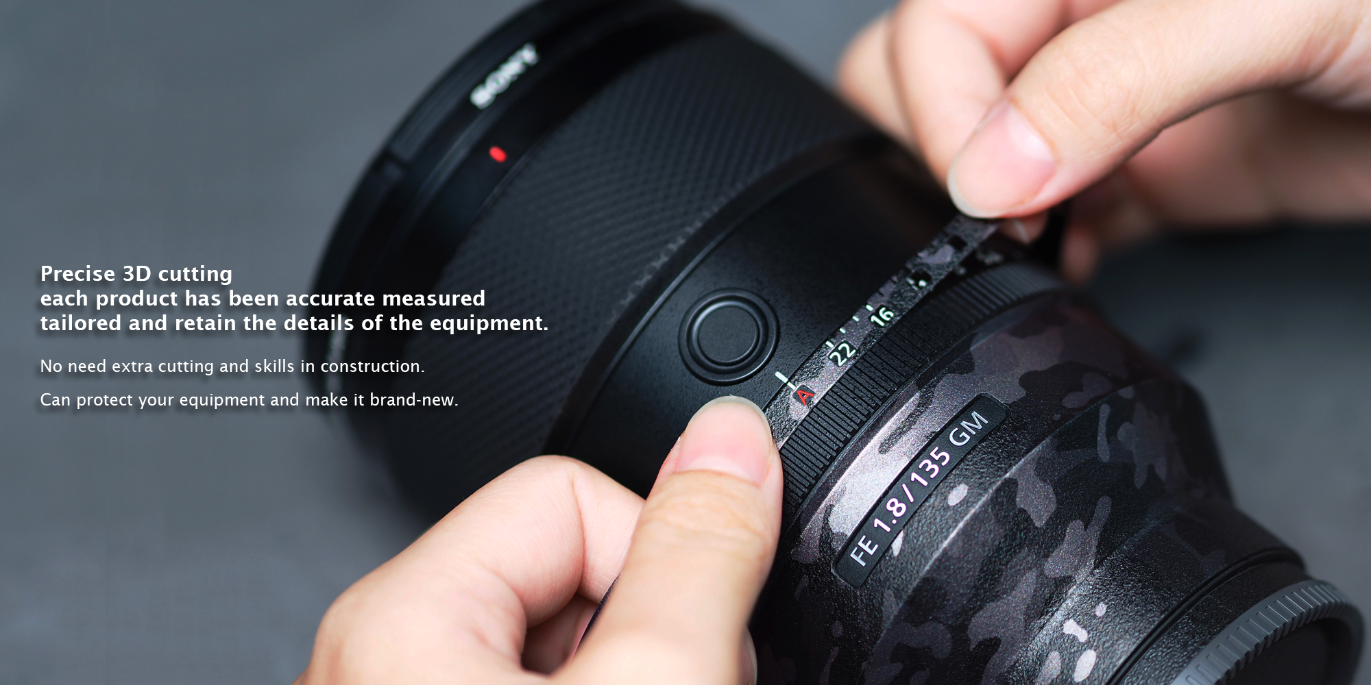 LIFE+GUARD Digital Template Cutting – Camera Skins with Precision Cutouts.