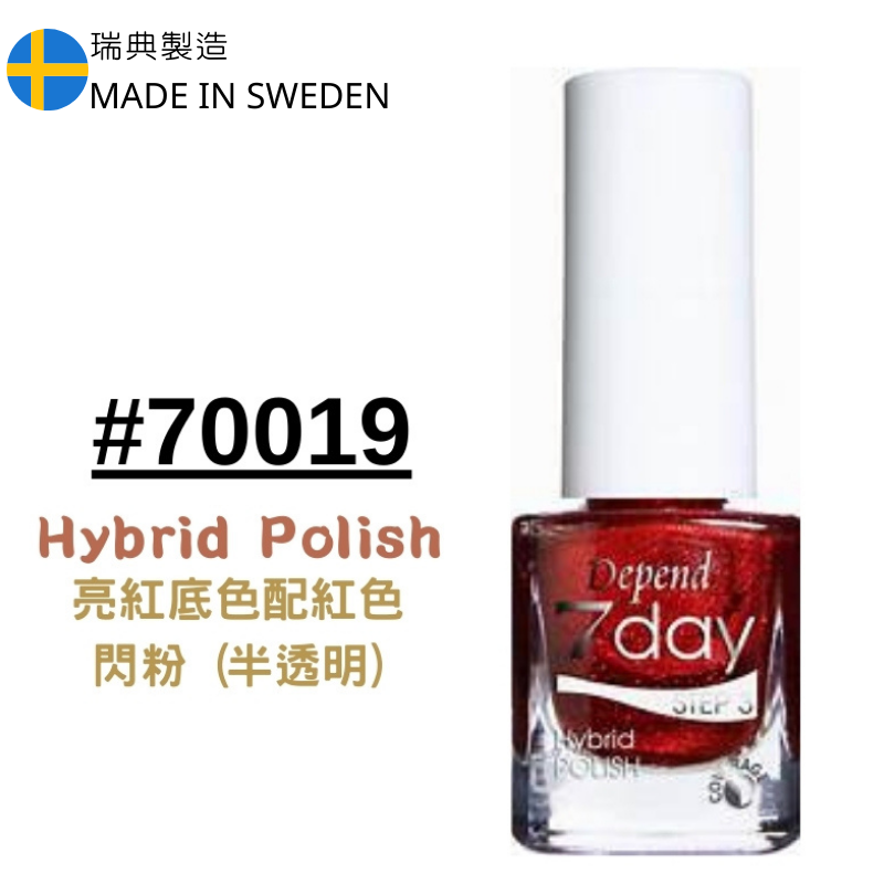 7day 仿GEL甲快乾甲油 70019 亮紅底色配紅色閃粉 (半透明)