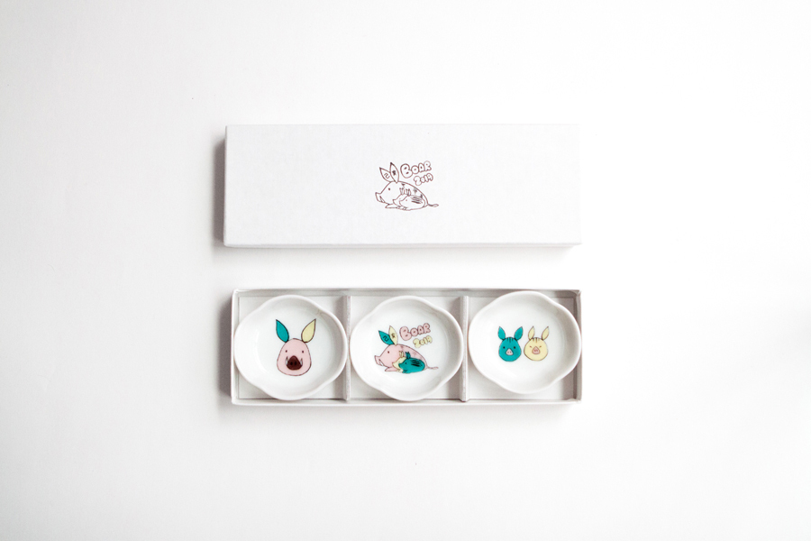 九谷燒-干支豆皿/亥3件組