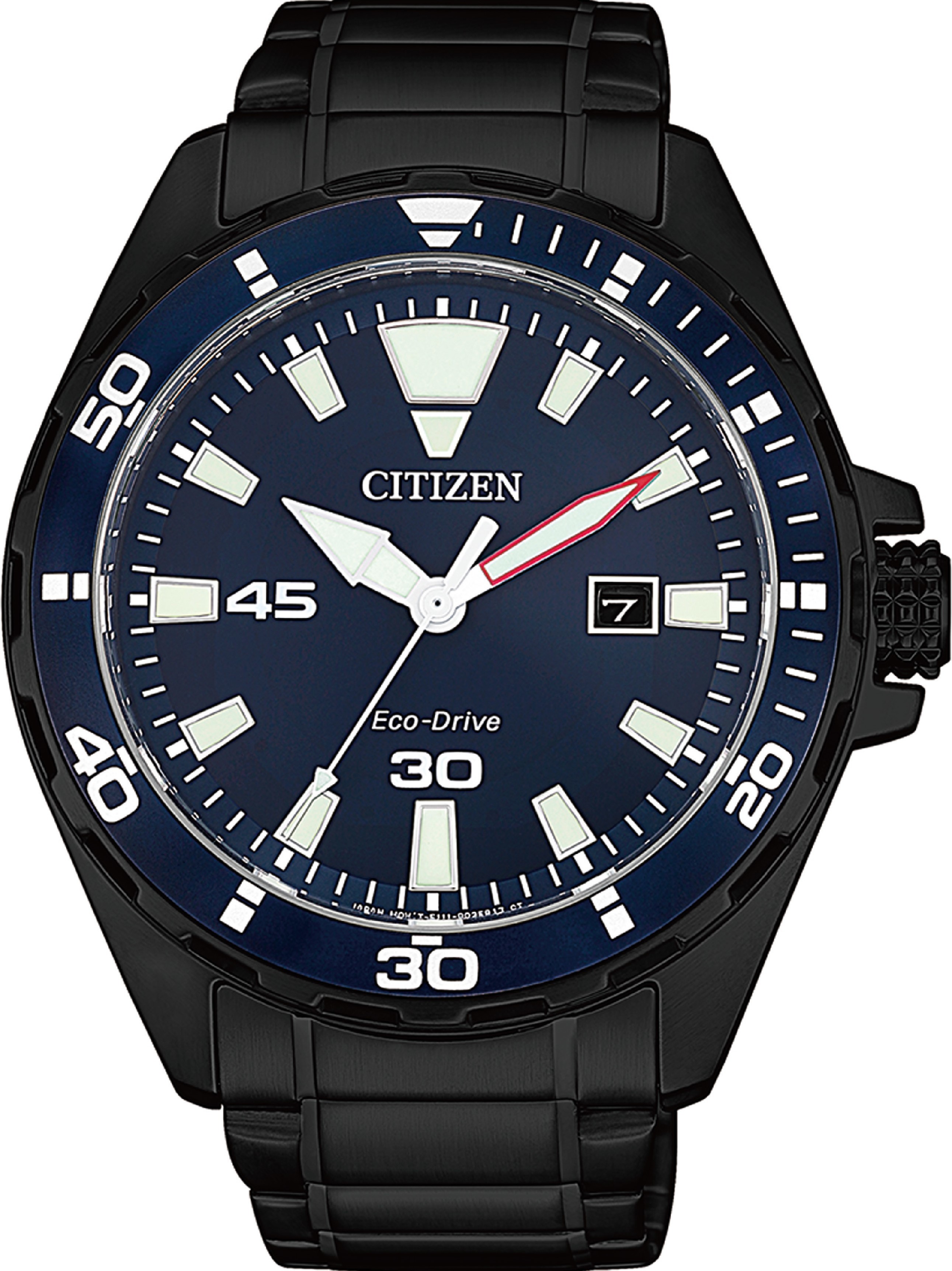 萬年鐘錶 - Citizen 星辰錶 GENT'S 時尚男錶  光動能系列  全黑不鏽鋼腕錶  BM7457-82L  錶徑43.5MM