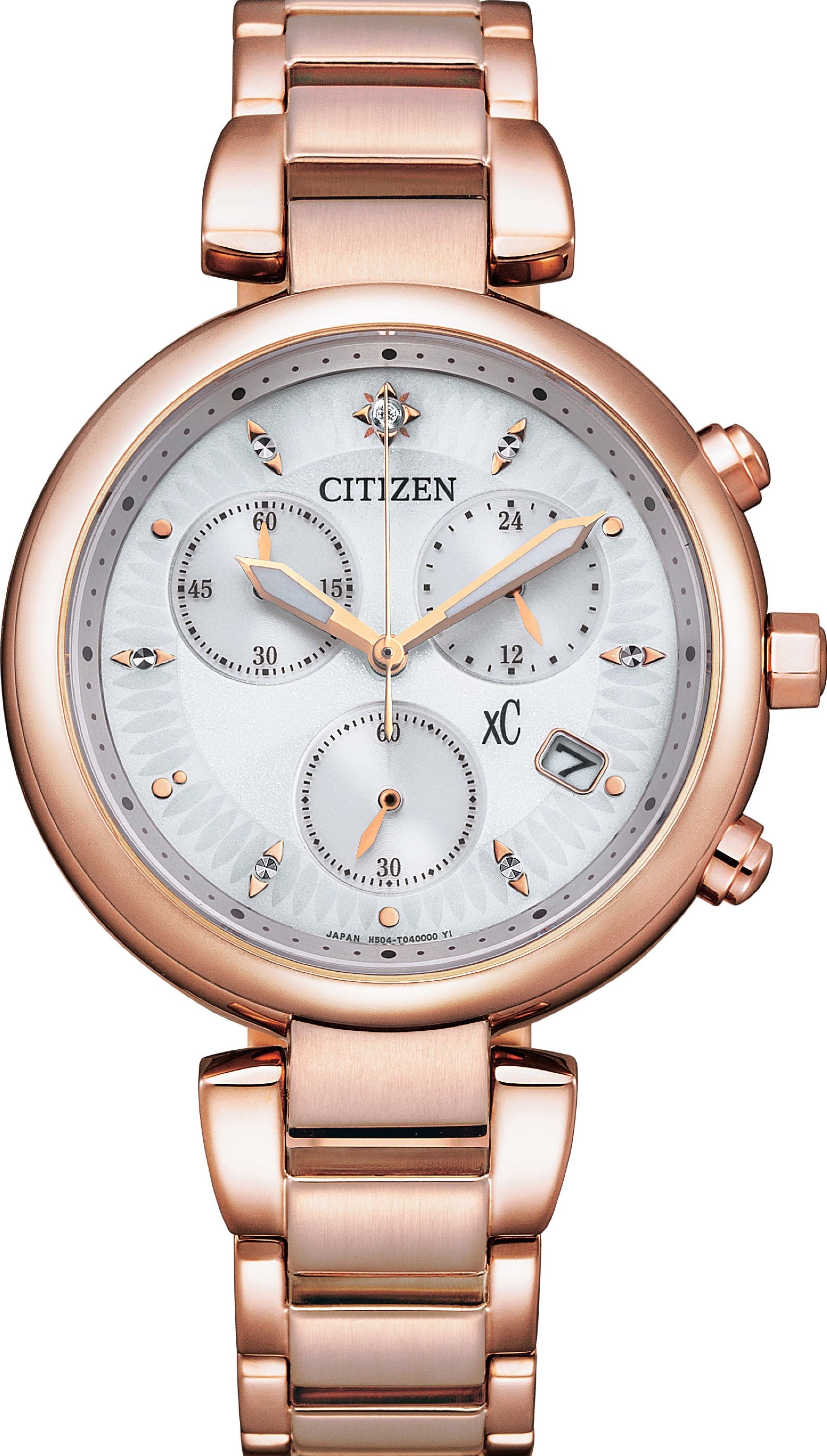 萬年鐘錶 - Citizen 星辰錶  XC   玫瑰金鑽石點綴耀眼光動能女錶  FB1453-55A   錶徑35MM