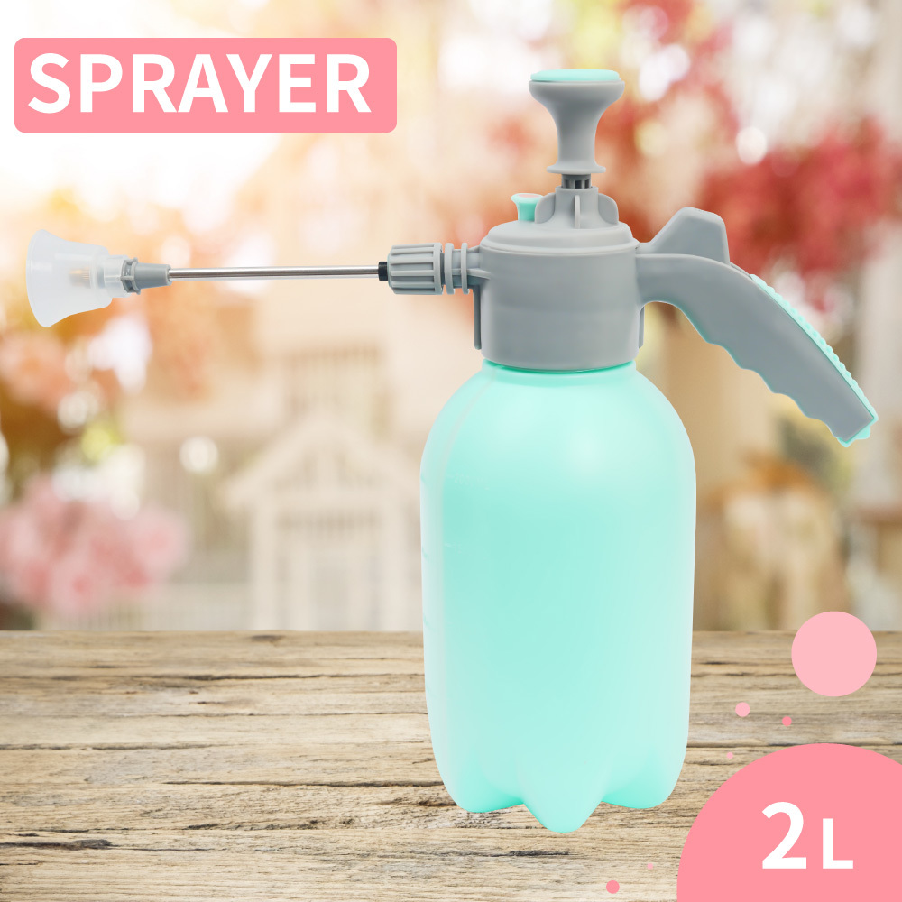 氣壓噴壺噴水壺+鐵桿 2L - 灰藍