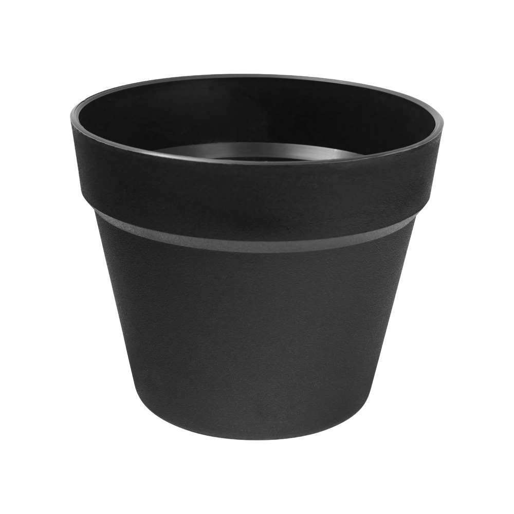 磨砂黑仿陶8號花盆 - 3入