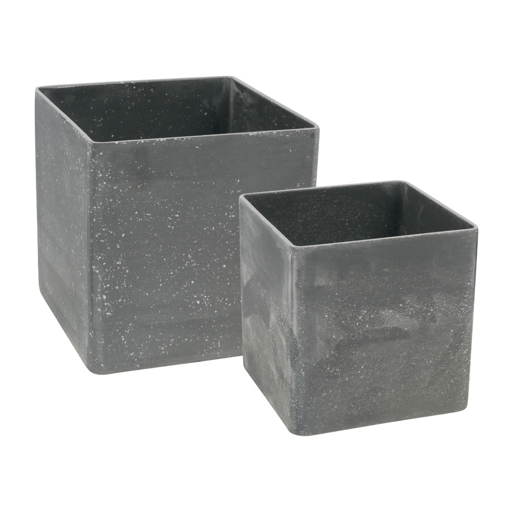 北歐風正方形花盆大+中 - 深麻灰