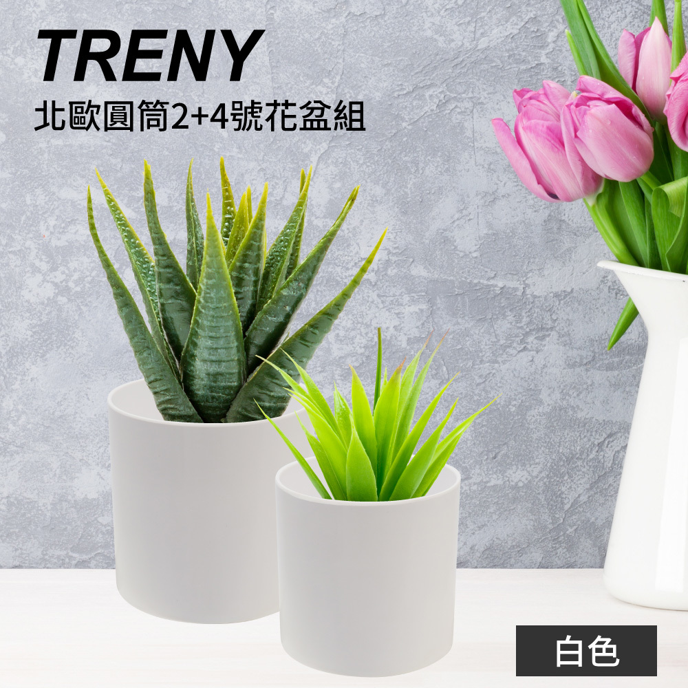 北歐圓筒2+4號花盆組 - 白色
