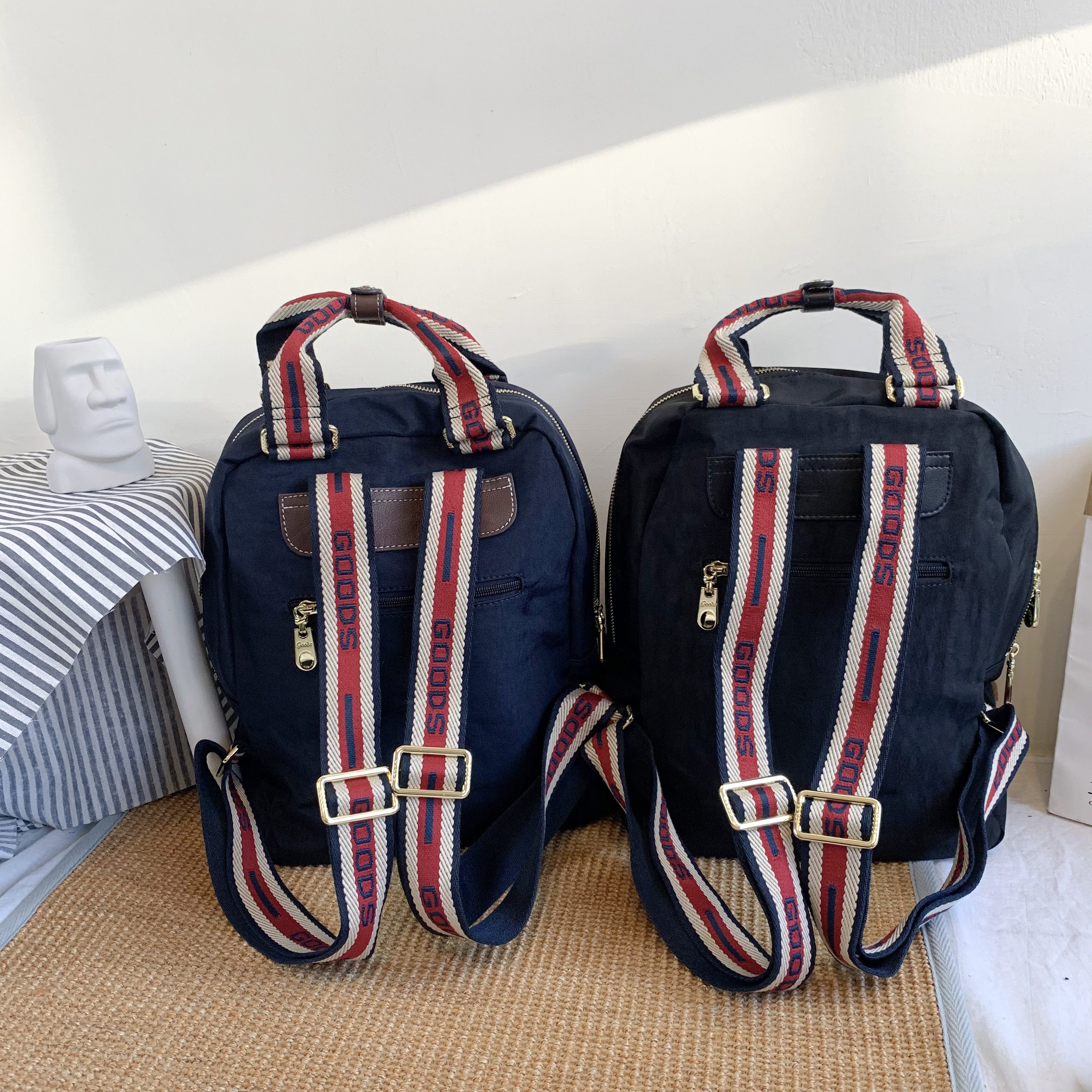 GOODS 織帶黑 運動風手提後背包 附吊飾 #2692