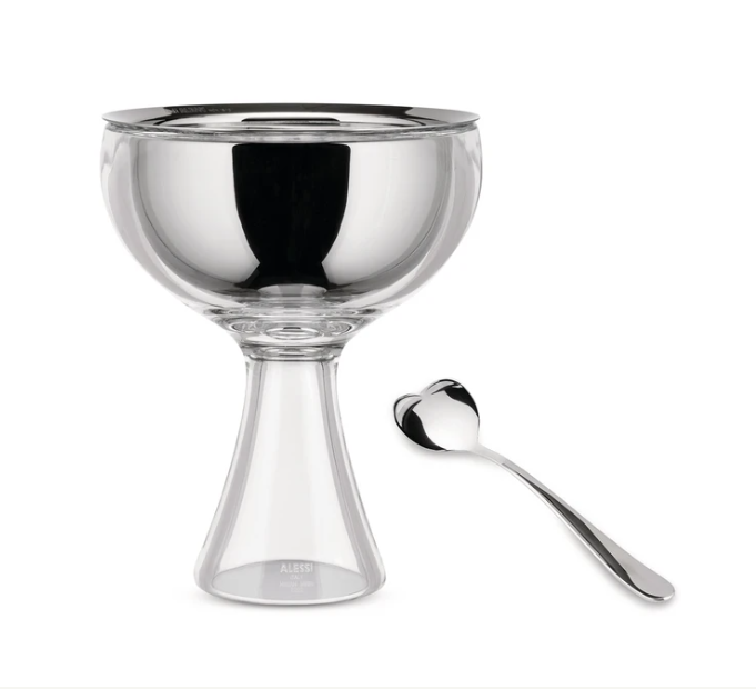ALESSI BIG LOVE ICE CREAM BOWL + SPOON - ICE COLOUR