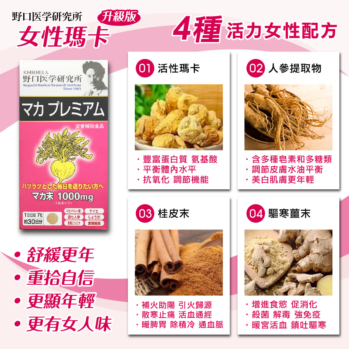 升級版女性瑪卡更年期平衡素【正品】MACA野口醫學研究所-日本製造