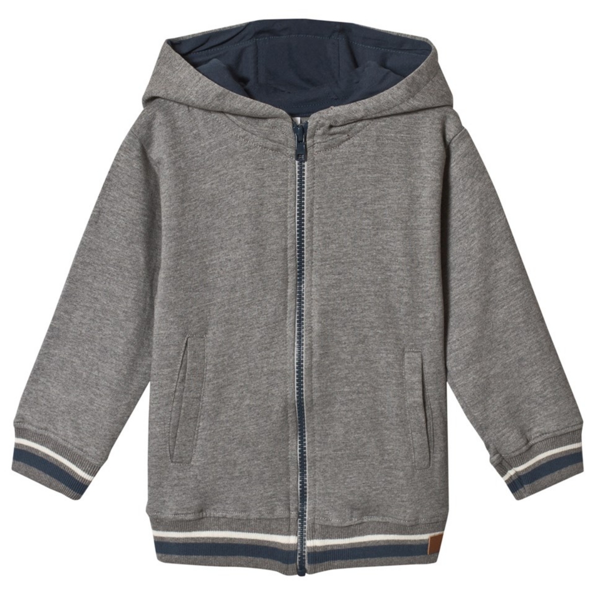 〖 Hust & Claire 〗灰色藍白羅紋連帽外套