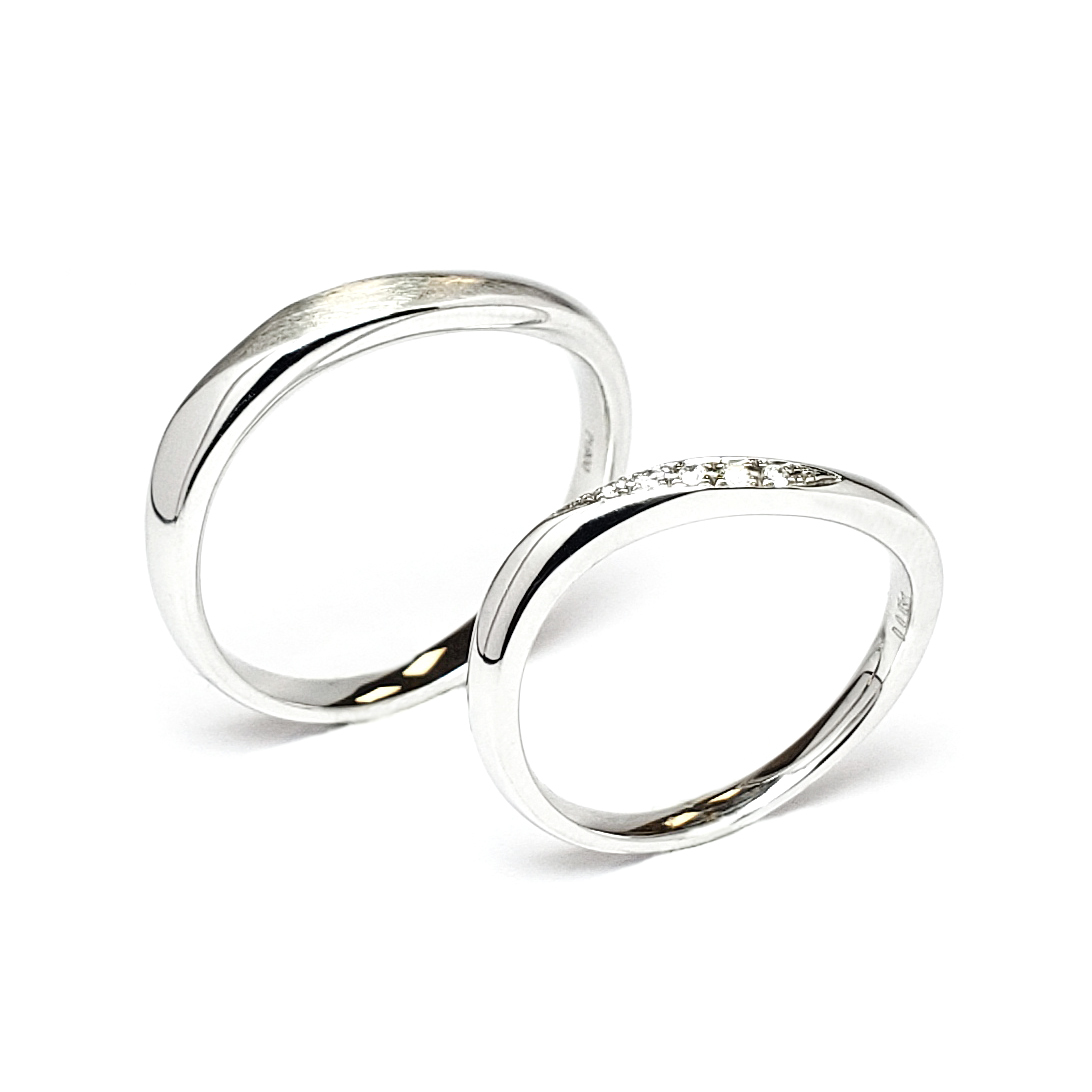 18K白金天然鑽石結婚戒指