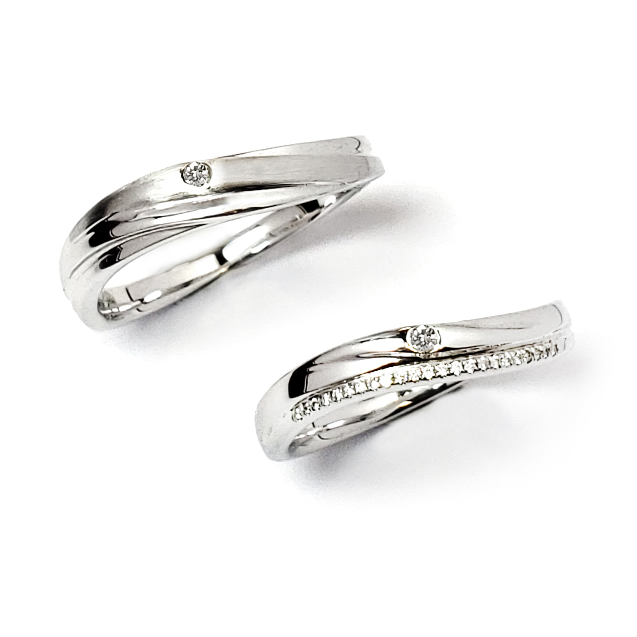 18K白金天然鑽石結婚戒指