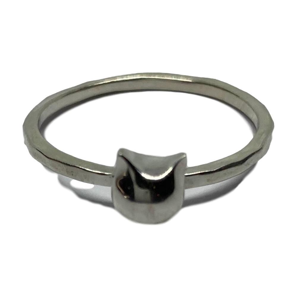 BIG BLACK MARIA TINY CAT RING-SILVER