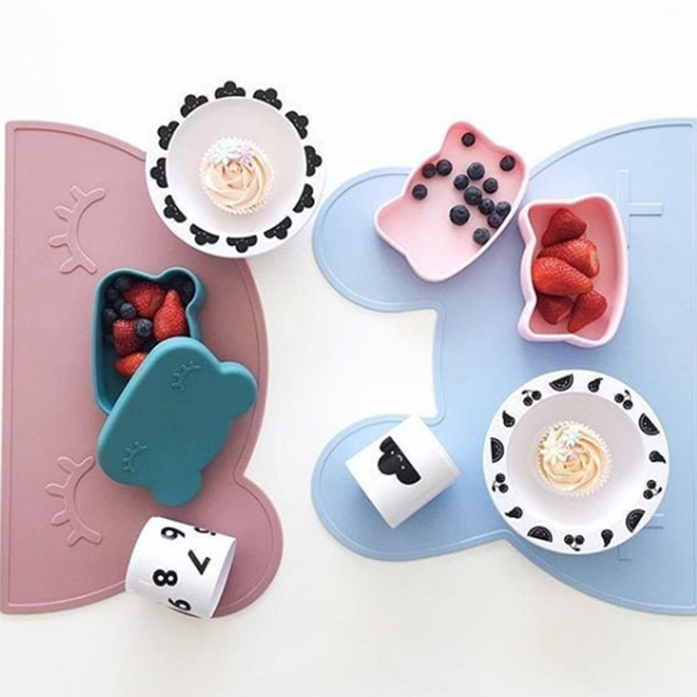 澳洲We Might Be Tiny 矽膠防滑餐墊熊寶寶-煙燻玫瑰