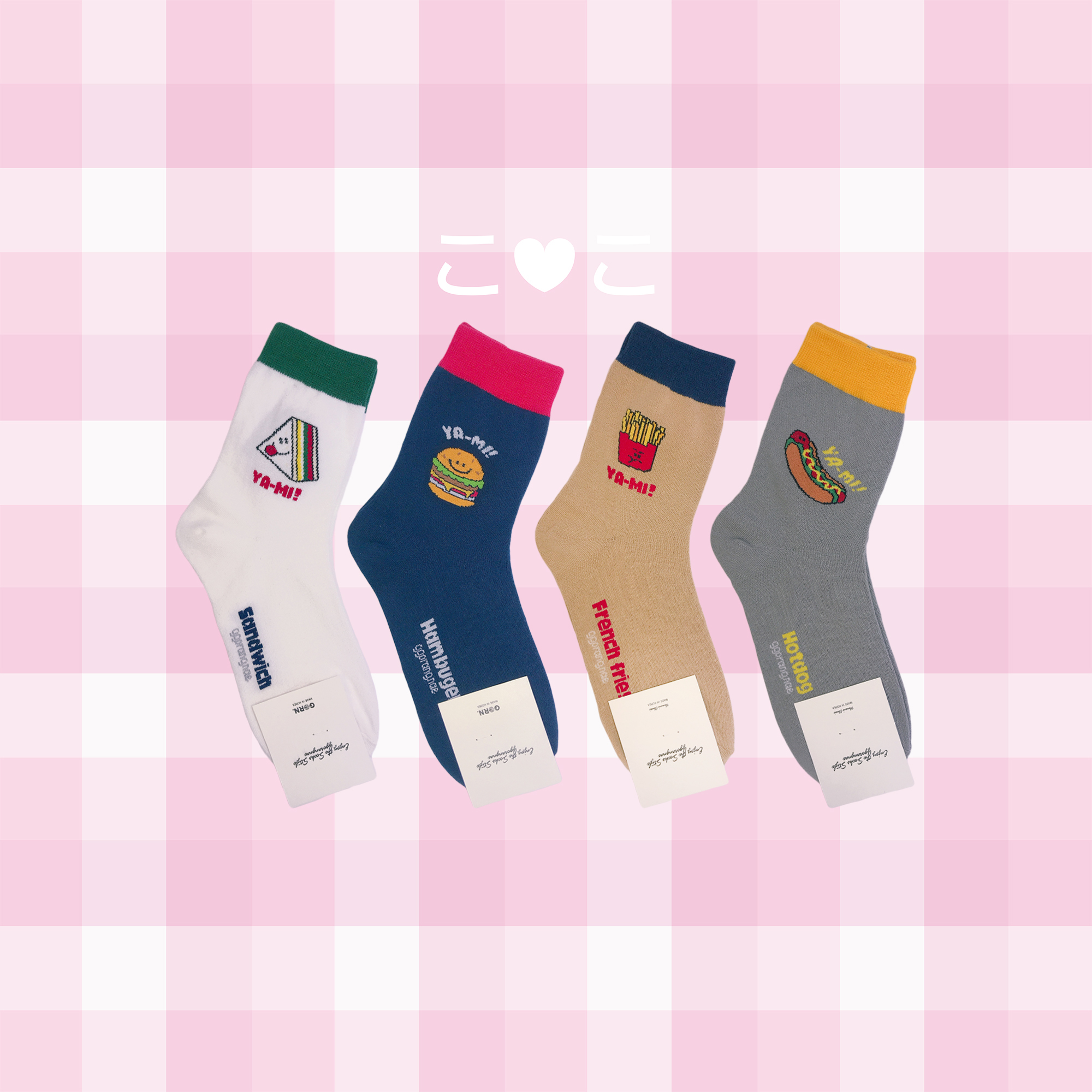 正韓快樂食物撞色造型襪子